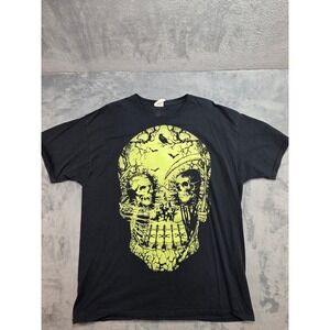 Fruit of the Loom Heavy HD Skull Grim Reaper Graphic T-Shirt Mens XL Black Green